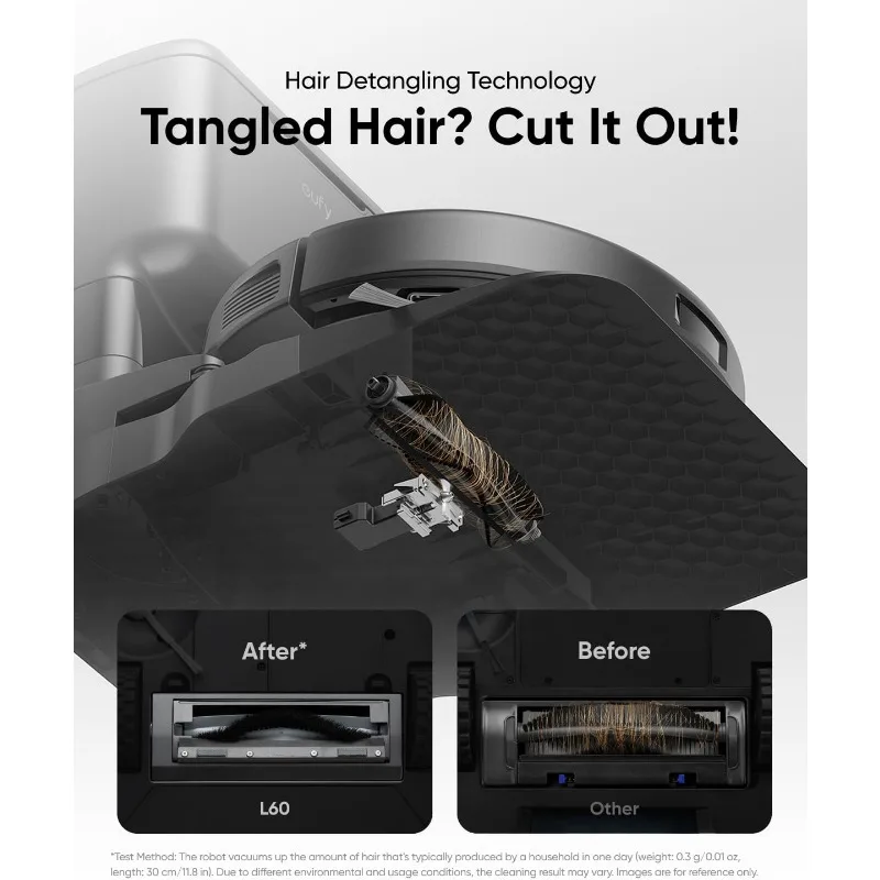 Eufy vakum Robot Hybrid L60, dengan stasiun kosong sendiri, teknologi Detangling rambut, pembersihan bebas genggam hingga 60 hari