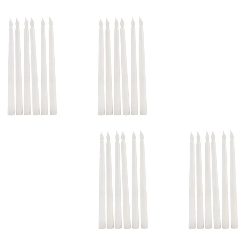LICE-24Pcs LED Taper Candle For Dinner, Flickering Flameless Tapered Battery Operated Table Settings Weddings Birthday
