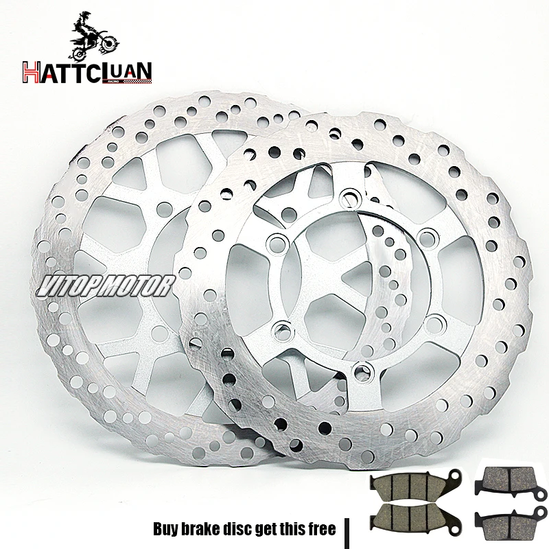 

HATTCLUAN Motorcycle Front Rear Brake Disc Rotor with Brake Pads for Kawasaki KLX250S KLX 250S 2008 2009 2010 2011 to 2018 2019