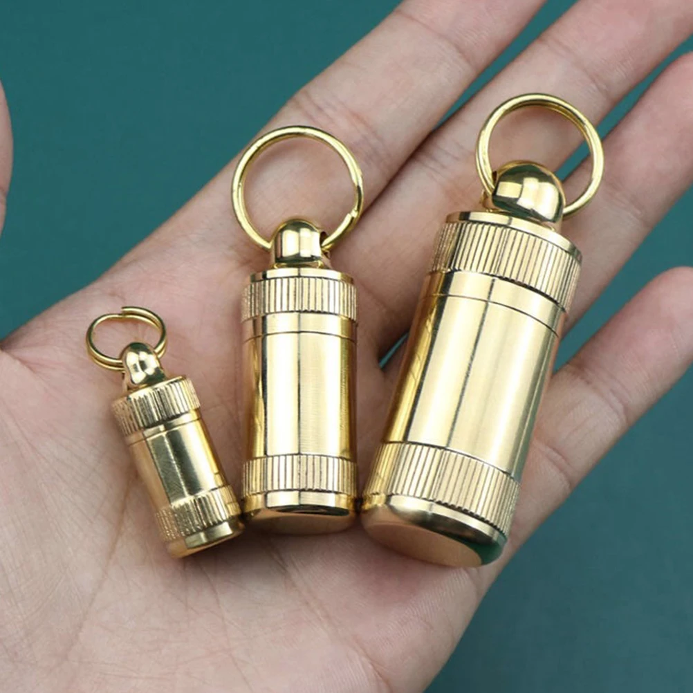 

3 шт. влагостойкая латунная бутылка для лекарств, контейнер для таблеток, водонепроницаемый прочный портативный чехол для хранения для путешествий, легкий вес