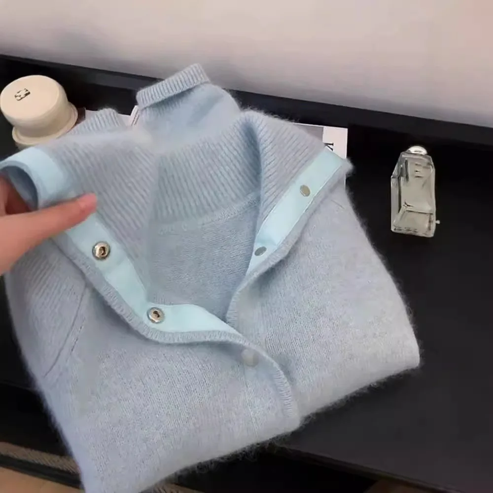 2026 Elegant Simple Fashion Autumn and Winter New Casual Gentle Soft Waxy Solid Color Wool Sweater Knitted Cardigan Jacket