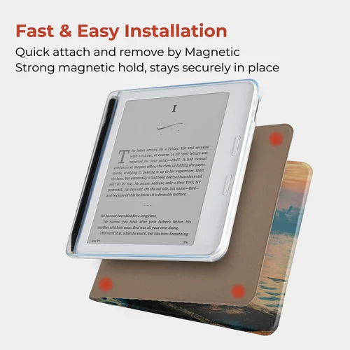 Imagen 2 del producto Funda magnética desmontable Twosheep para Kobo Libra Colour Kobo Libra2 con ranura para lápiz, parte trasera transparente, función de activación automática, diseño Monet Cats