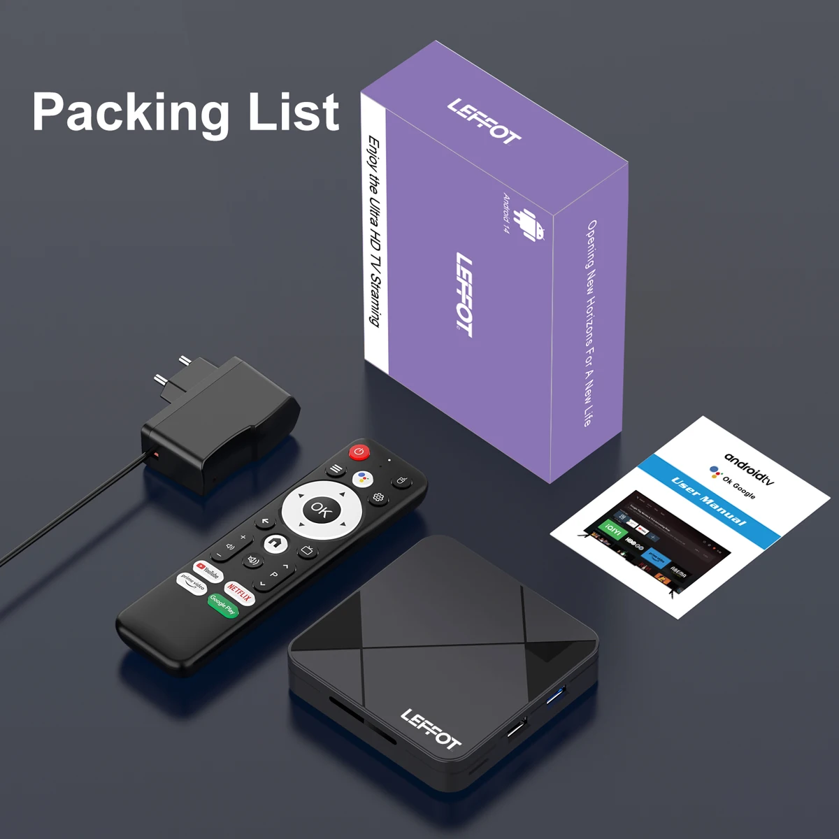 LEFFOT RK3518 Android TV Box 4K @ 60fps WiFi6 & BT5.4 Media Google Voice Media Player RK3518 Android14.0 Smart Set Top Box