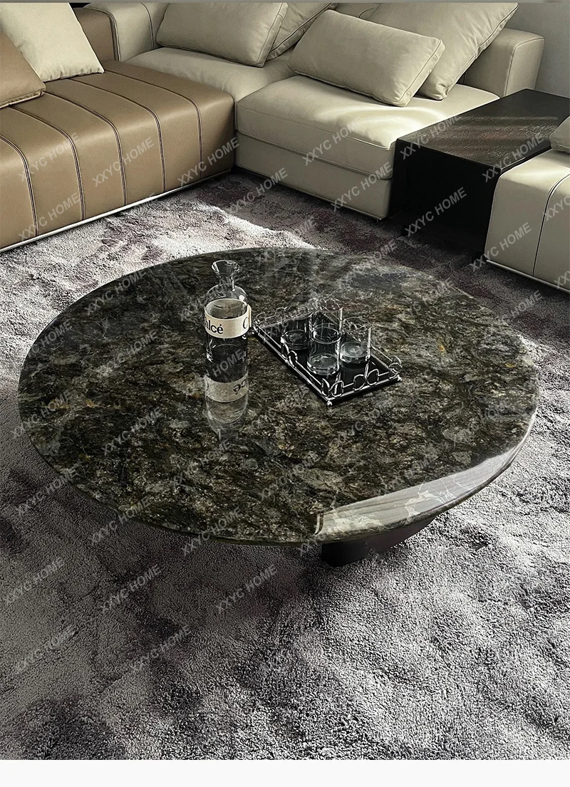 

Round marble coffee table living room light luxury suspended small apartment round coffee table luxury stone