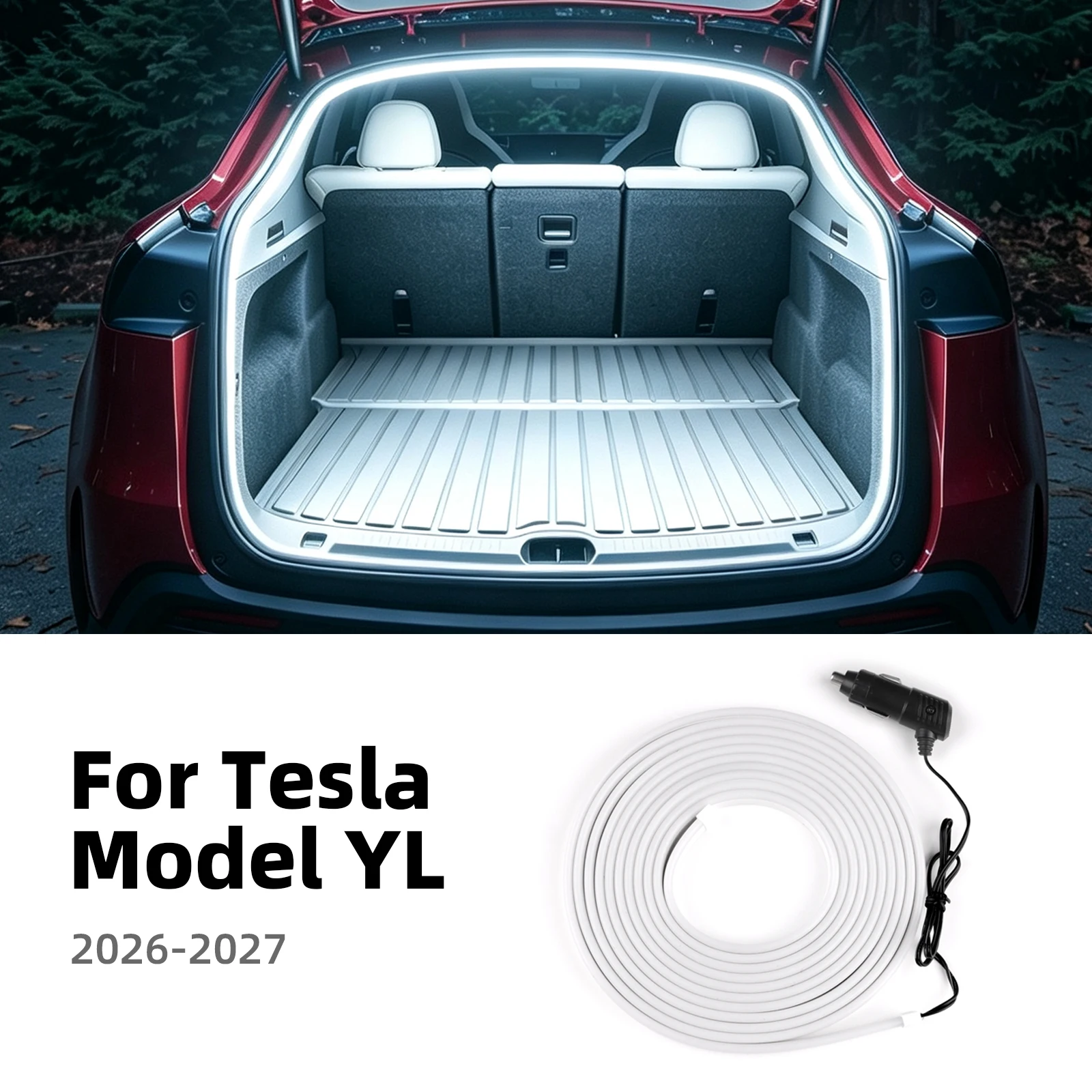 Dynamic Flowing Rear Trunk LED Light Magnetic Induction Switch Decor Strip Lamp Auto Exterior For Tesla Model YL 2026 2027 2028