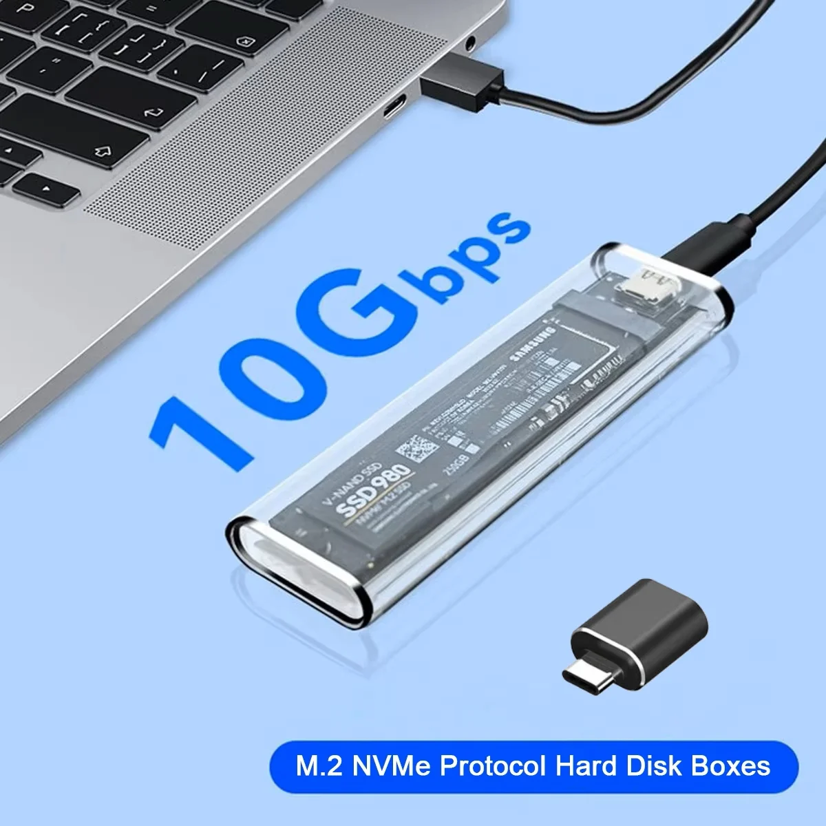 

M.2 SSD Case NVME Hard Disk Box Type C USB 3.1 Transparent External SSD Case For 2230 2242 2260 2280 NVME M.2 Harddisk Case