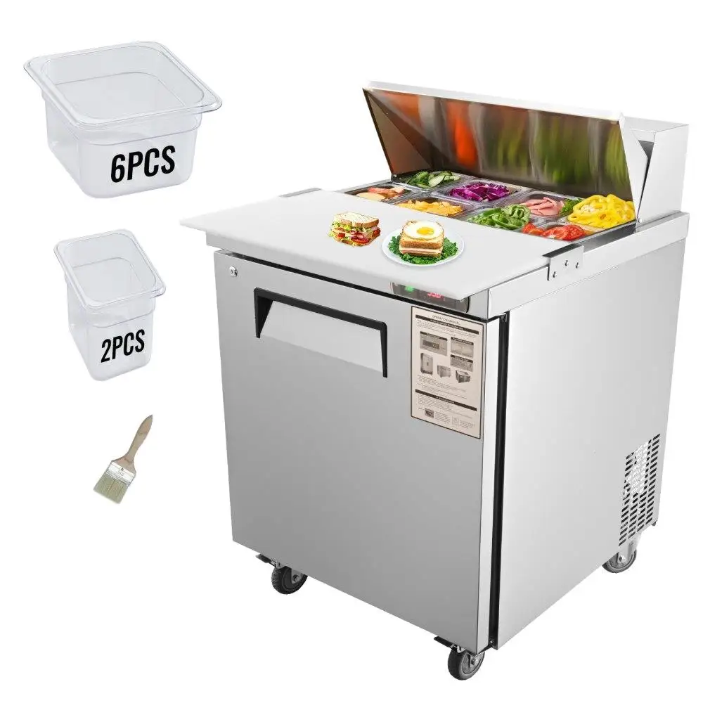

Commercial Salad Prep Table 28inch Single Door Refrigerated Prep Fridge Stainless Steel 742 Cu Ft Kitchen Refrigerator for