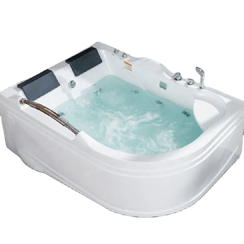 Indoor Freestanding Whirlpool Waterfall Acrylic Massage Bathtub  with  lights