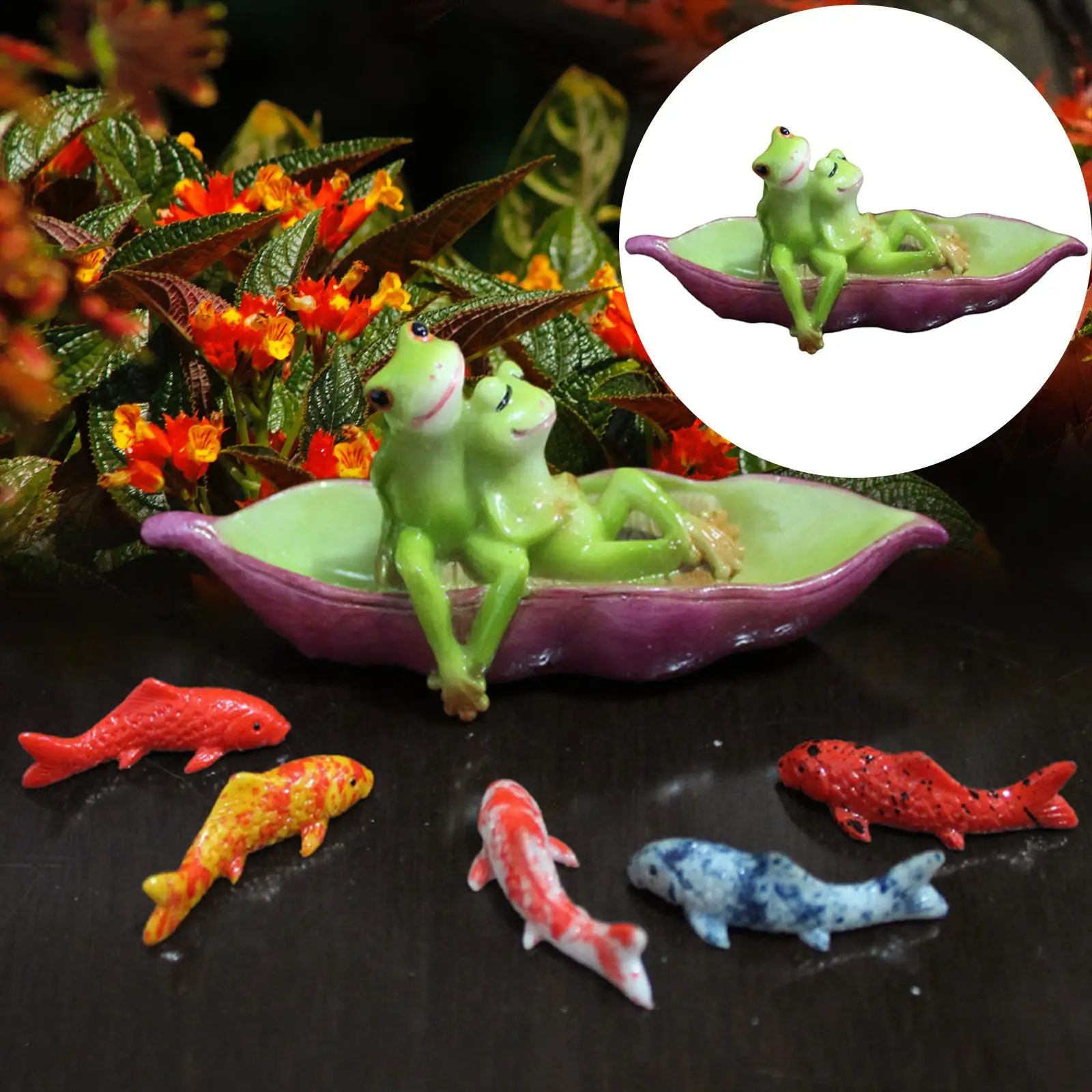 Adorable Frog Figurines Resin Mini Garden Decoration Sculpture for Windowsill Office Porch and Backyard