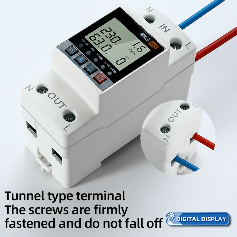 

ABILKEEN AC220V Smart WIFI Control Защита цепи от перенапряжения и пониженного напряжения 1-63A Регулируемый автоматический выключатель сброса тока