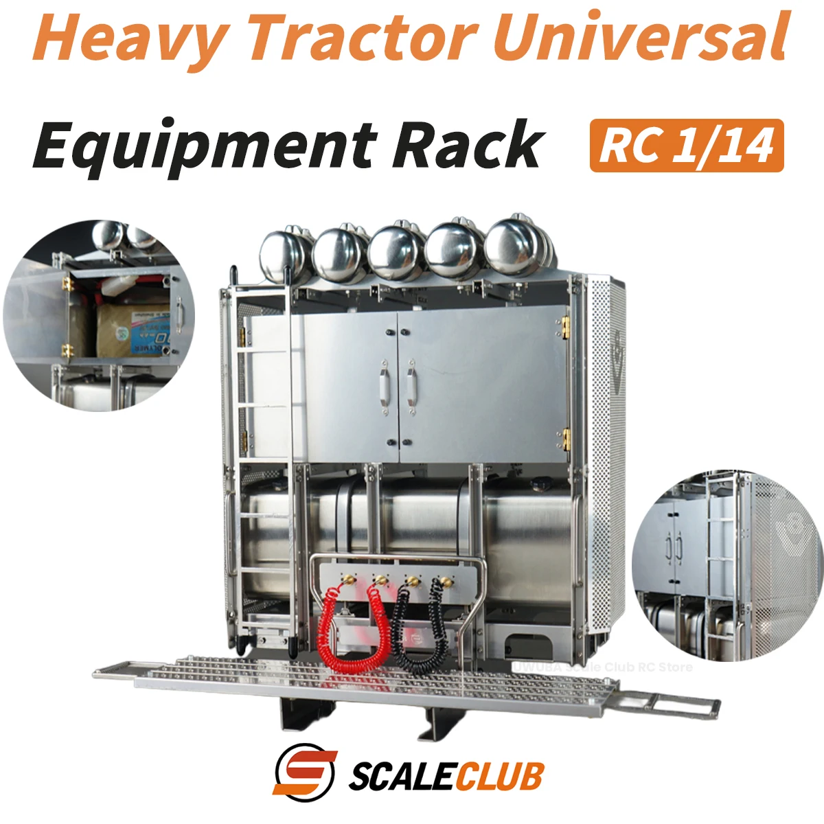 Scaleclub 1/14 RC Truck Heavy Tractor Universal Equipment Rack With Storage Toolbox for Tamiya Scania MAN Benz DIY Truck Parts