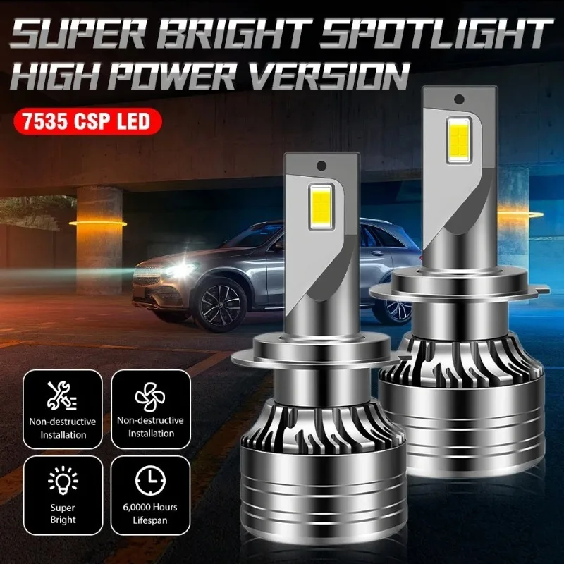 70W 6000K 12V LED Headlight Bulbs H4 H13 9007 HB3 HB4 Dual Copper Tube High Power Focused Beam Canbus Decoder
