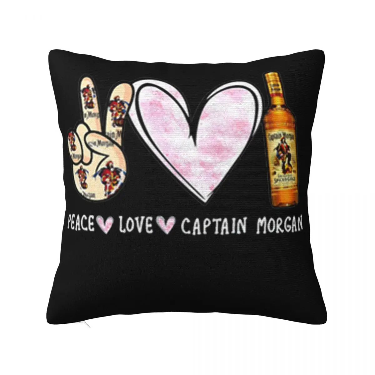 

Peace Love Captain Morgan New Arrival Promotion 2021 Latest Youth Street Style Aesthetic Fashion Present Pillow Case