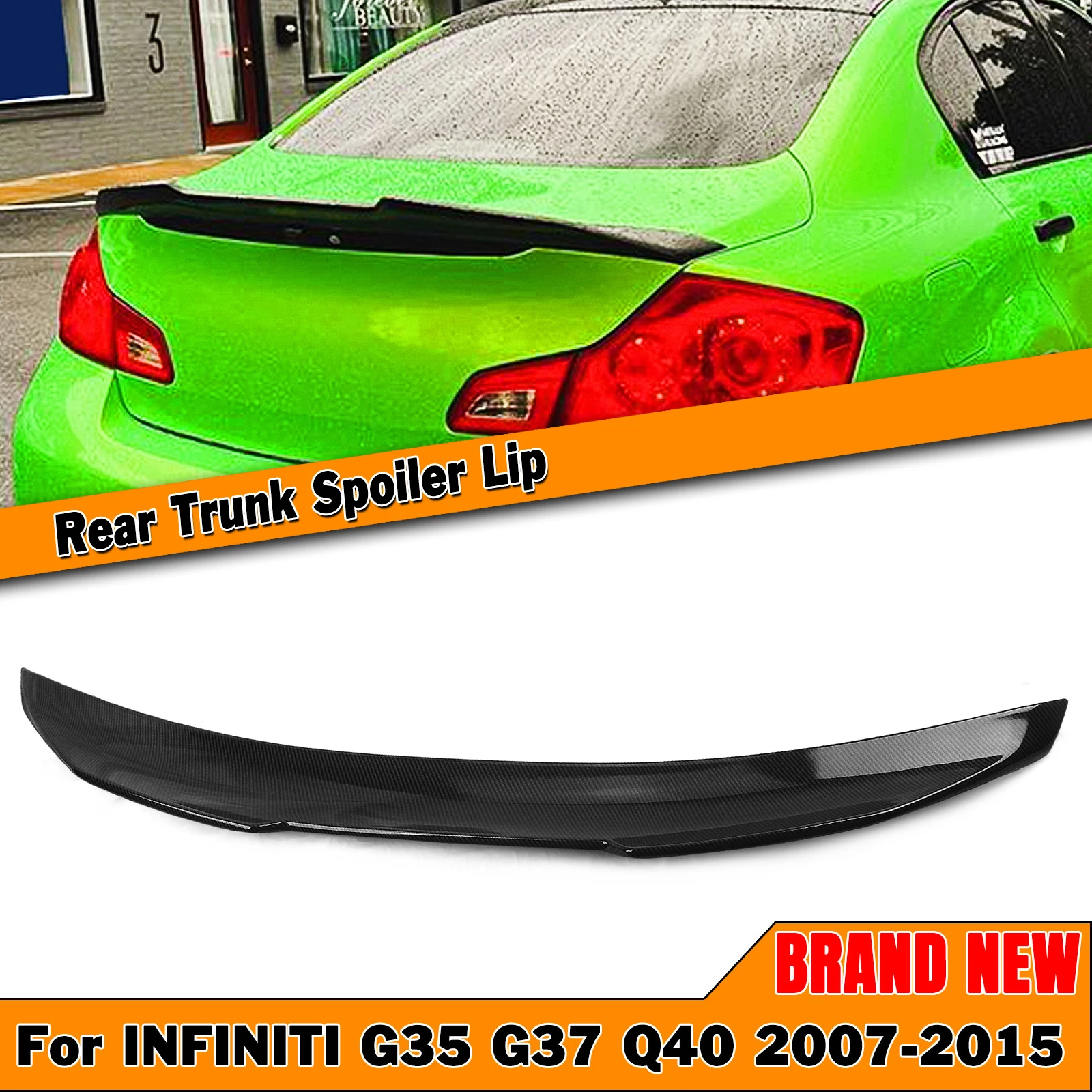 

Car Rear Trunk Spoiler Wing Splitter Lip For Infiniti G37 G35 Q40 2007-2015 4 DOOR Sedan