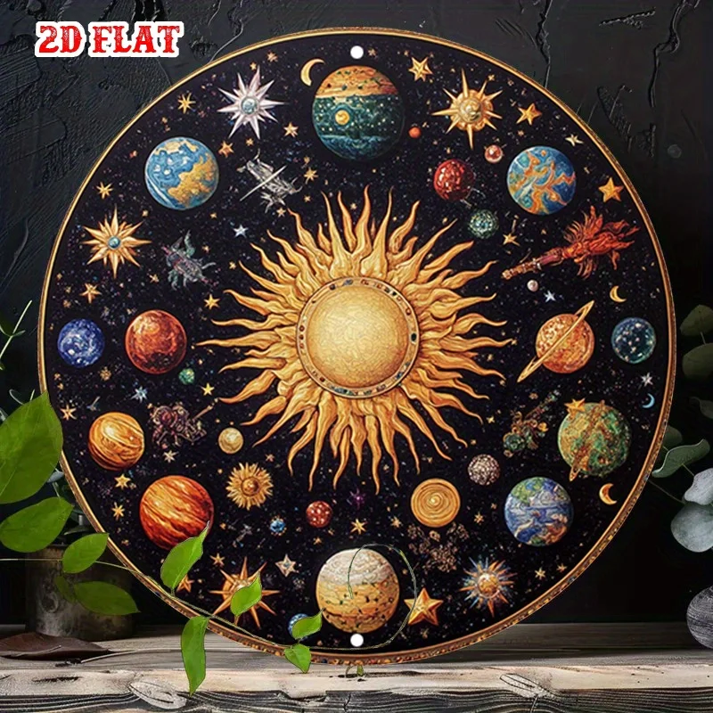 CIFBUY Vintage Aluminum Wall Art Waterproof Scratchproof Cosmic Sun Sign For Cafe Beach House Indoor Outdoor Decor