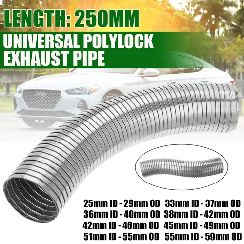 Imagen 1 del producto Tubo de enlace medio de escape Universal de acero inoxidable de 250mm, tubo de escape Flexible de Polylock, tubo de reparación rápida