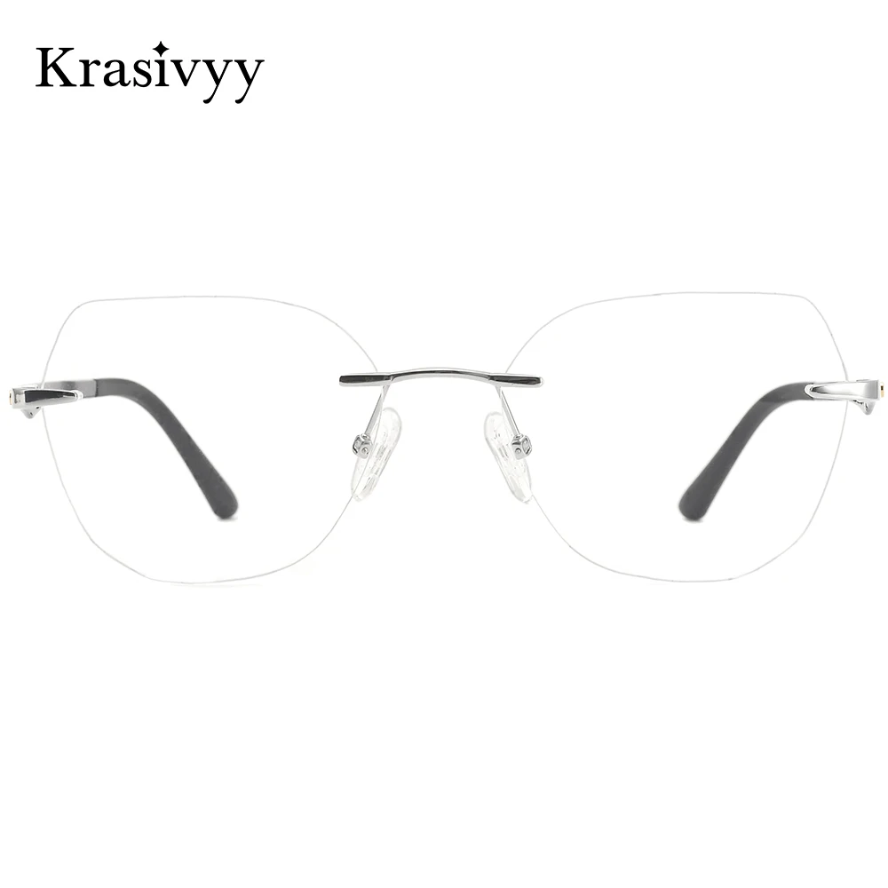 Krasivyy Carbon Fiber Rimless Glasses Frame Women Titanium Ultralight Casual European Eyeglasses Brand Quality Optical Eyewear