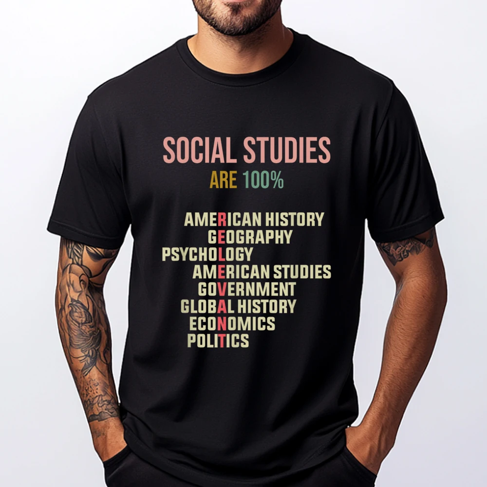 

World History Classroom Social Studies History Teacher Black Shirt Graphic Tees Streetwear Men Tee Shirt