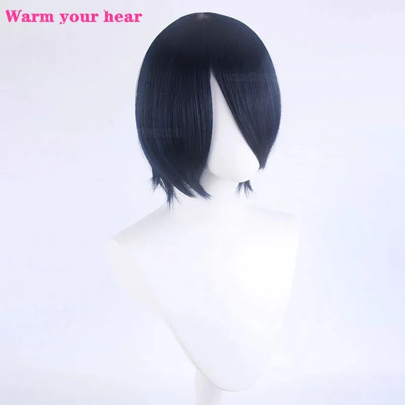 Kaguya-sama: Love Is War Yu Ishigami Yuu 코스프레 짧은 네이비 블루 내열성 헤어 할로윈 파티 가발 + 가발 모자