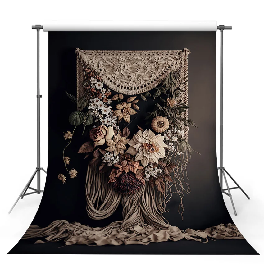 Mehofond 사진 배경 레트로 보호 꽃, 임신 출산 신생아 초상화 장식, 사진 촬영 배경 스튜디오