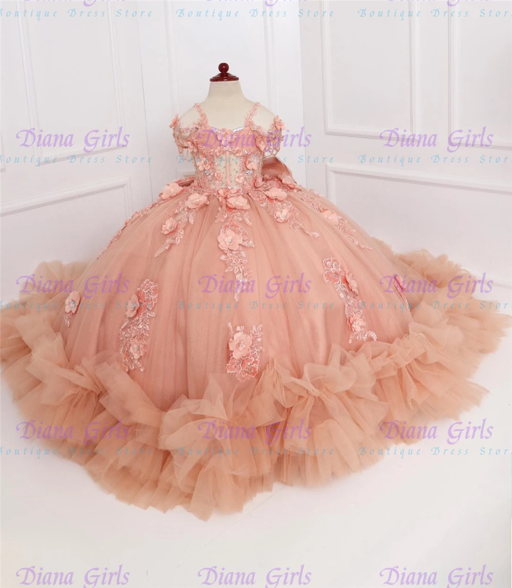 

Quality Lovely Floral Beading Embroidery Little Princess Flower Girl Dress for Wedding Birthday Receptions Holiday Celebrations
