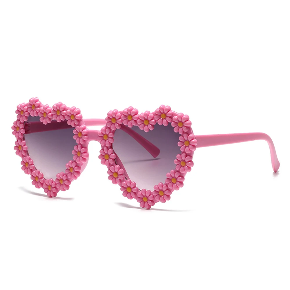 

Детские милые солнцезащитные очки в форме сердца с ромашками для мальчиков и девочек, модные уличные солнцезащитные очки, классические детские очки UV400