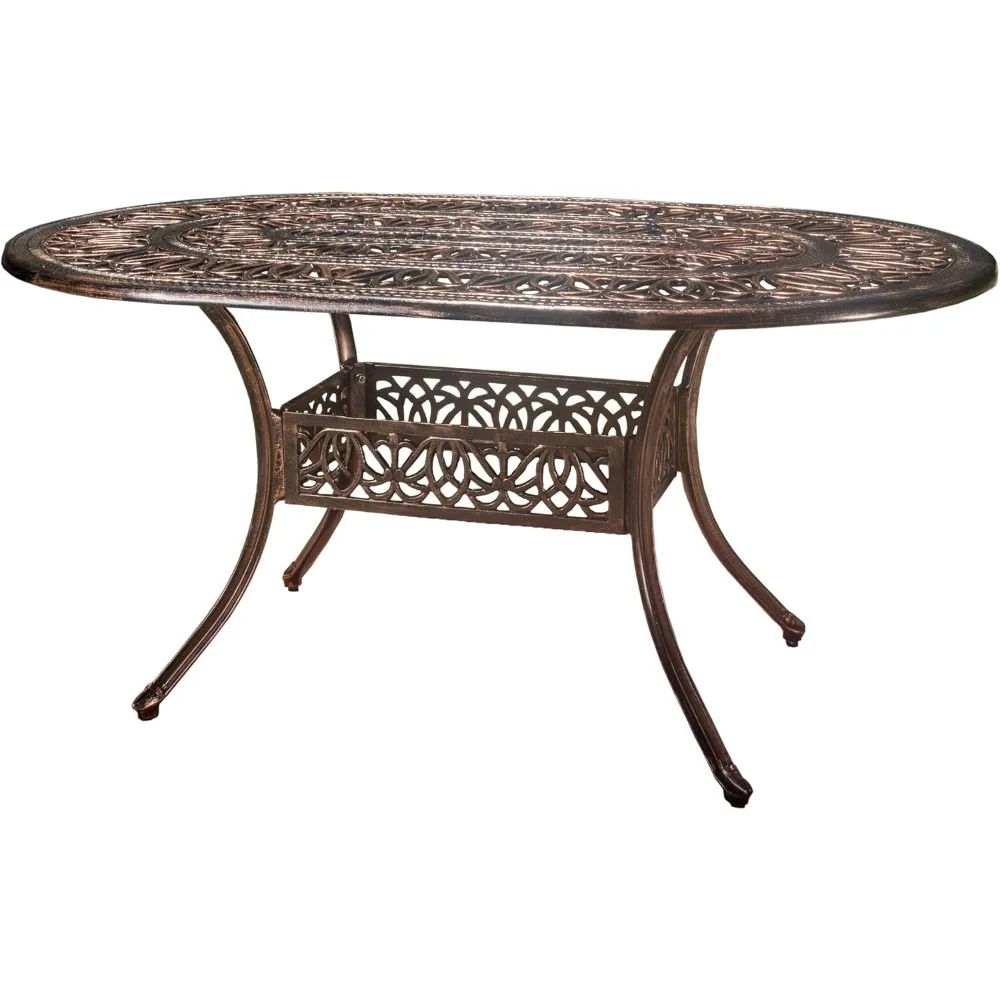 Cast Aluminum Dining Table, Shiny Copper