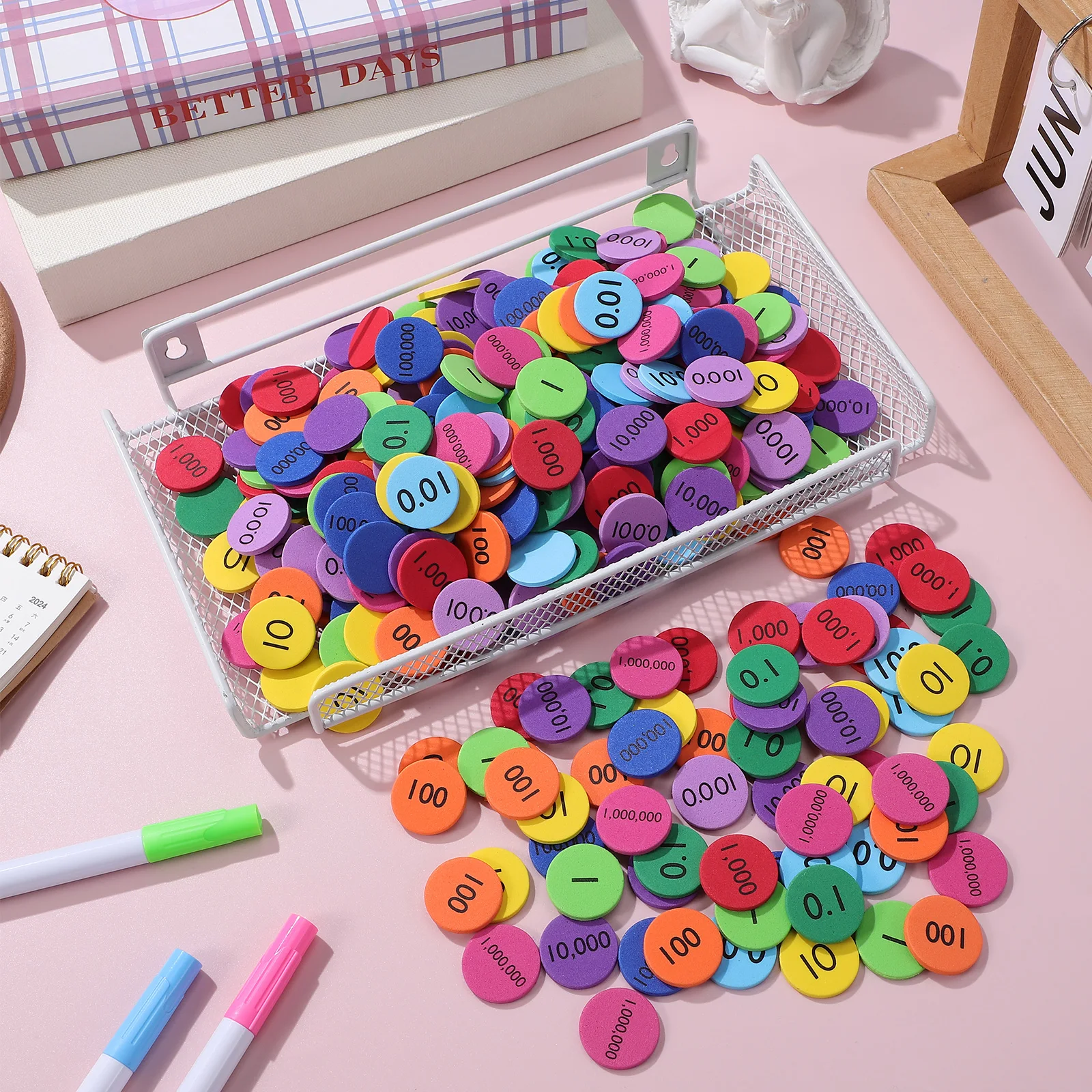 

320 Pcs Number Round Disks Kids Educational Toys Math Learning Manipulatives Place Value Discs Arithmetic Kits Montessori