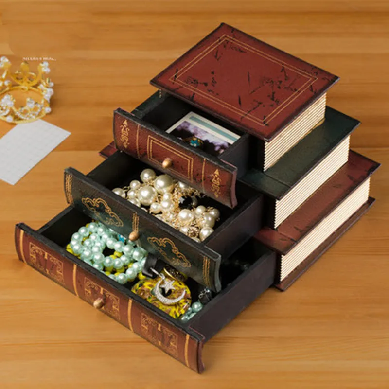 Household Storage And Collection Appliances Key Storage Box Creative Jewelry Boxtable Ornaments Props Book Wooden