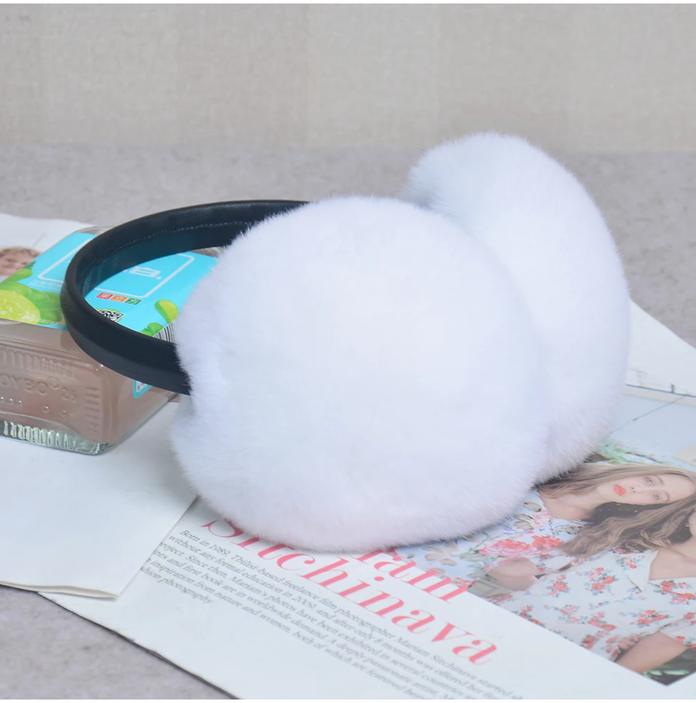 Rex Rabbit Fur Hang Ear Cover Warm Winter Earmuffs Headwear Ear Muffs Fur Earmuffs Cold Ear Warmer Fold Ear Protection Headband