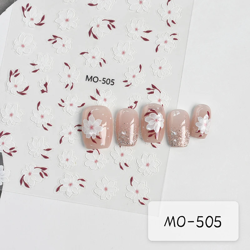 บรรเทา 3D มือวาดดอกไม้ขนาดเล็ก Retro ฤดูใบไม้ผลิดอกไม้เล็บสติกเกอร์ Charm Slider เล็บสติ๊กเกอร์ตกแต่งเคล็ดลับ