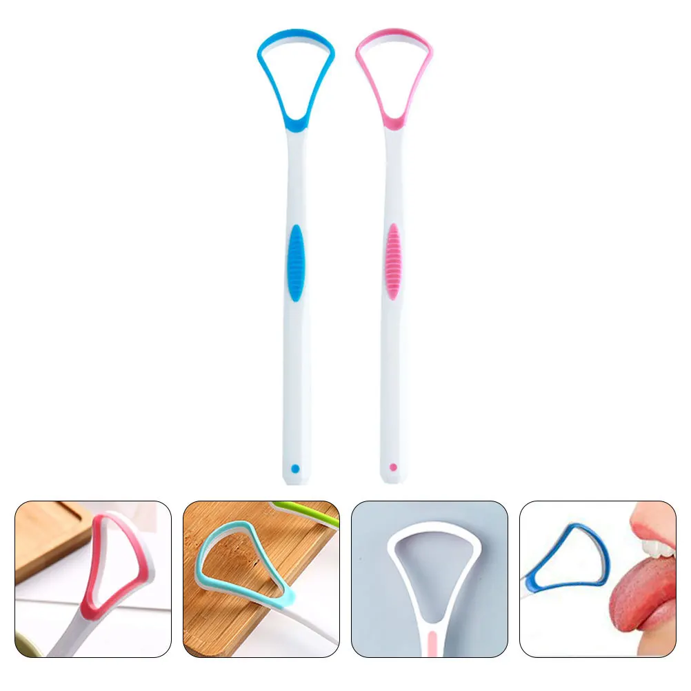 2 قطعة مكشطة اللسان منظف الفم لإزالة رائحة الفم الكريهة طلاء سميك تنظيف التنفس الطازج Halitosis علاج منظفات اللسان