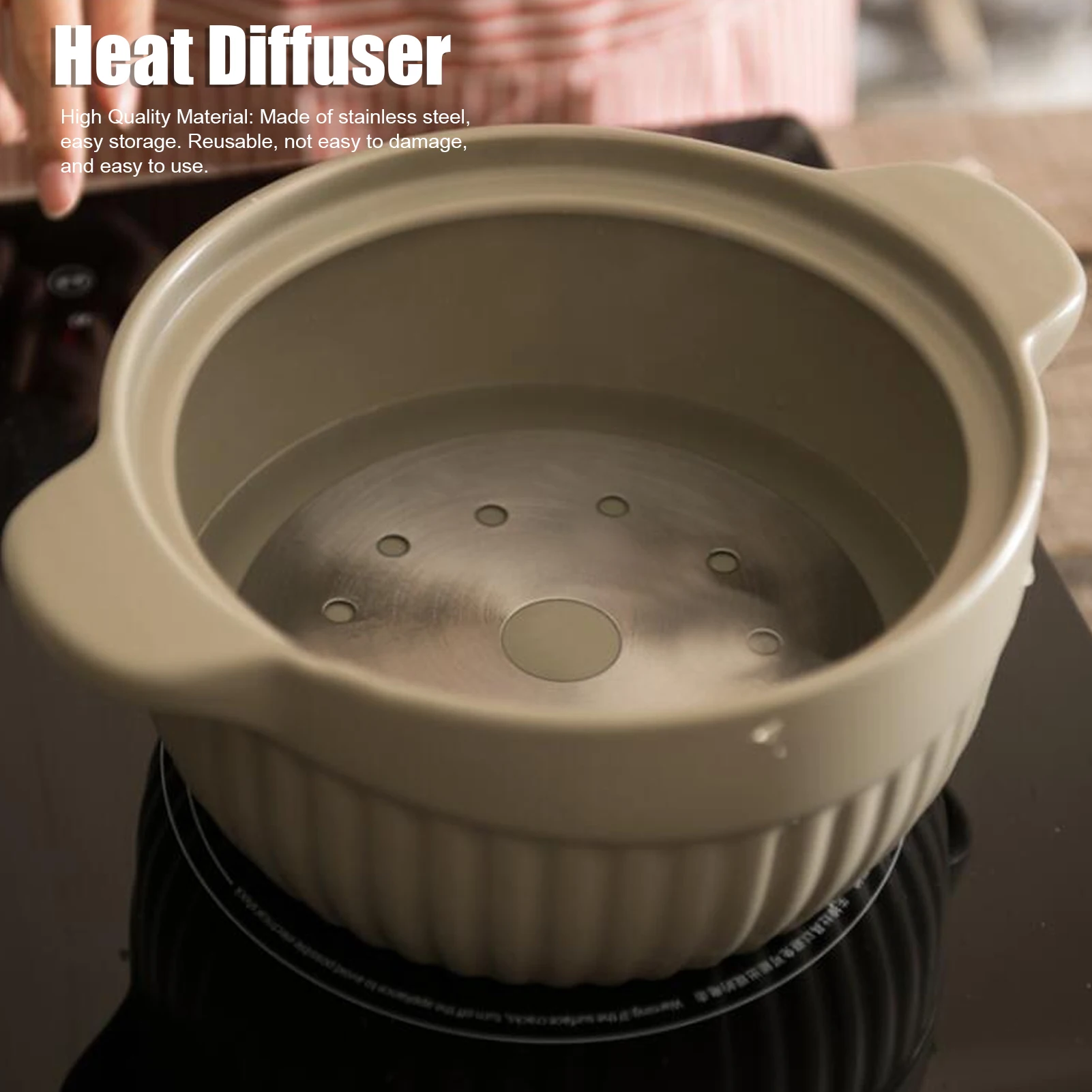 New Stainless Steel Heat Diffuser Plate Perforated Silver Induction Adapter Plate Round Heat Diffuser Disc for Stone Pots