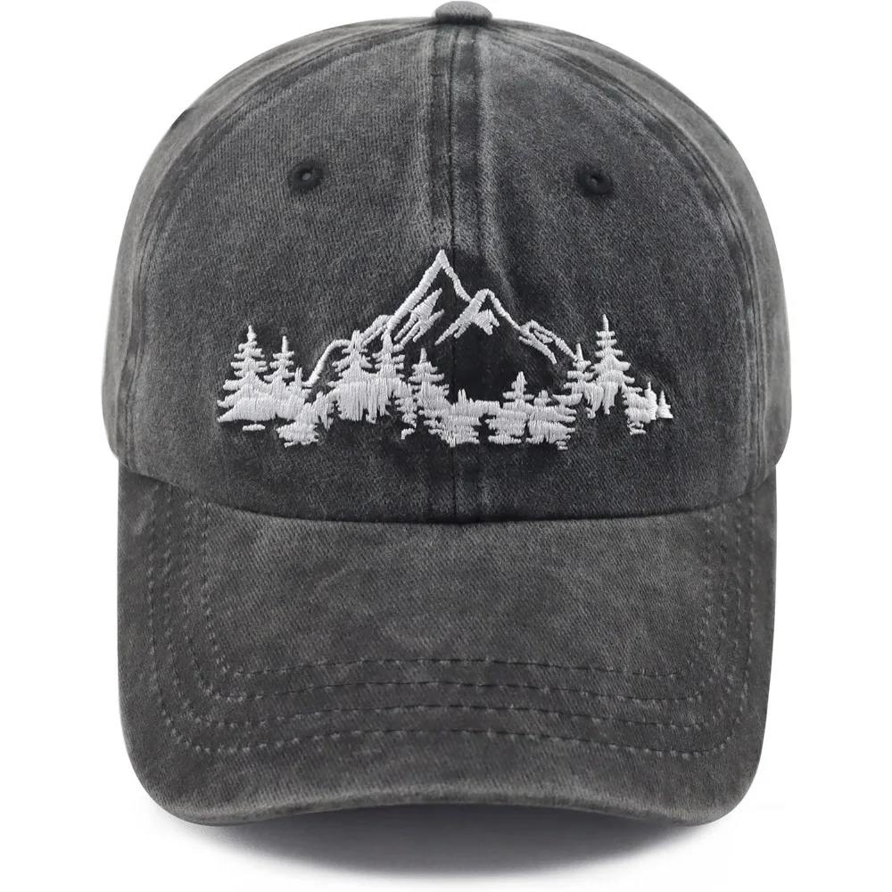 

Mountain Trees Hat for Men Women, Funny Adjustable Cotton Embroidered Camping Hiking Explore Outdoor Baseball Cap