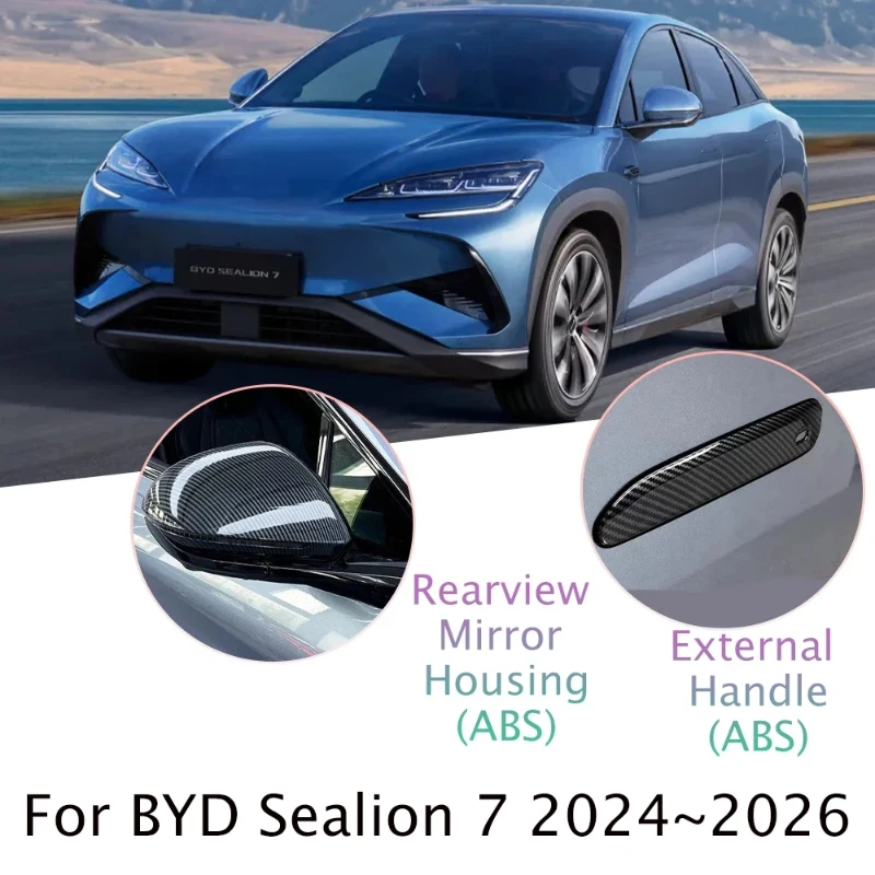 

For BYD Sealion 7 2024-26 Car Rearview Mirror Housing Door Handle Cover Fender Trim Charging Cap Protect Sticker Exterior Decor