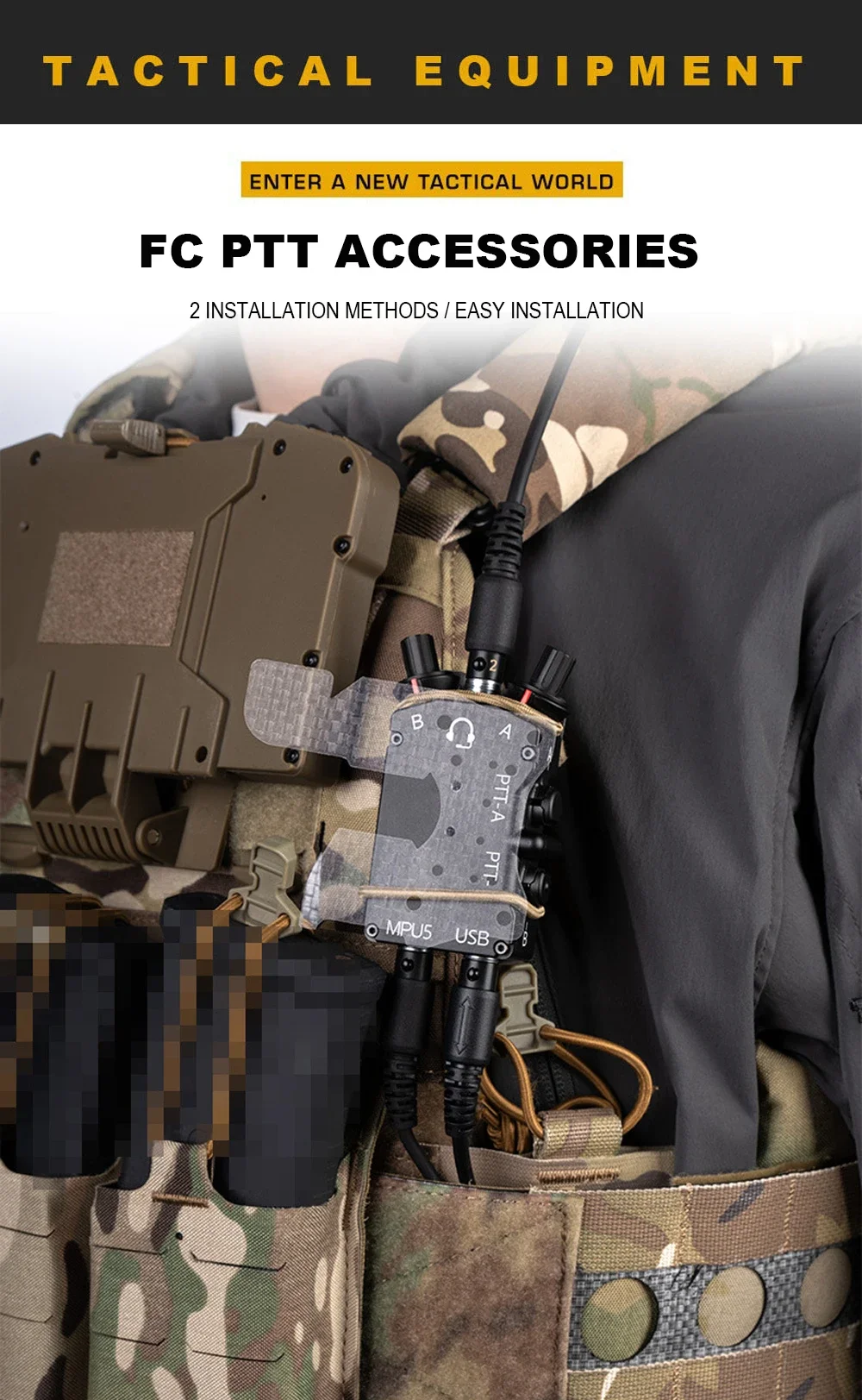 Taktisches PTT-Wing-Kit – PTT-Adapterhalterung für FCPC V5 Style Plattenträger, MOLLE-Weste & Chest Rig Trainingszubehör – Detail 1