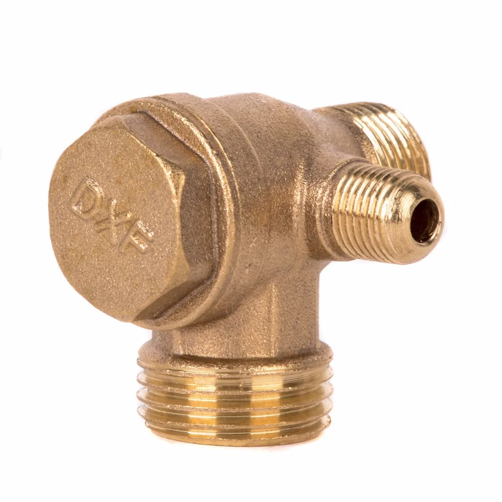 1pc New 3 Port Check Valve Brass Male Thread Check Valve Connector Tool For Air Compressor