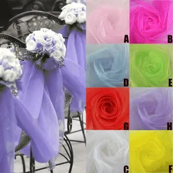 5meter/Lot Sheer Crystal Organza Tulle Roll Fabric Diy Wedding Party Decoration Sewing Home Organza Chair Sashes Width 48cm