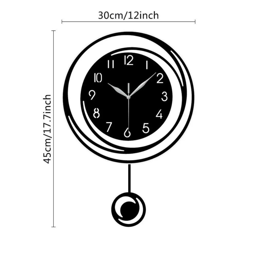 45*30cm Decorative Wall Clock Acrylic Material Elegant Home Decor Large Clear Numbers Stylish Pendulum Feature Home Decor