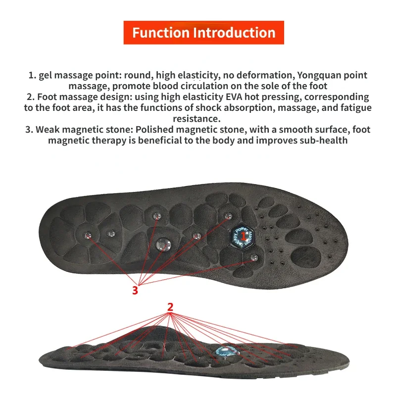 New Magnetic Therapy Massage Insole Magnetic Stone Soles Acupuncture Points Men's and Women's Shoe Insoles Sole Insoles