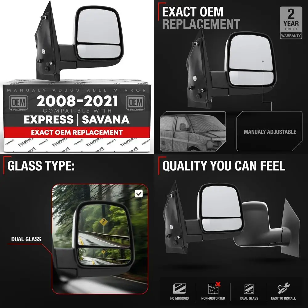 

Passenger Side Mirror Compatible with 2008-2015 Chevrolet Express & GMC Savana 1500, 2008-2021 Express & Savana 2500 3500 Manual
