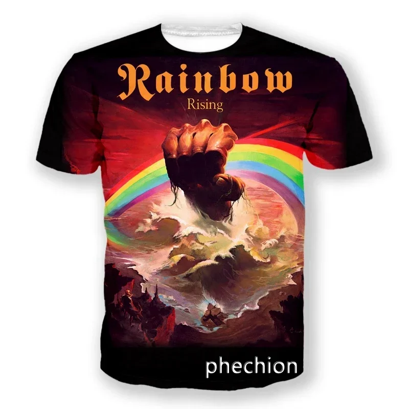 

Phechion New Fashion Men/Women Rainbow Rock Band 3D Printed Short Sleeve T-Shirt Casual T Shirt Sport Hip Hop Summer Tops L18