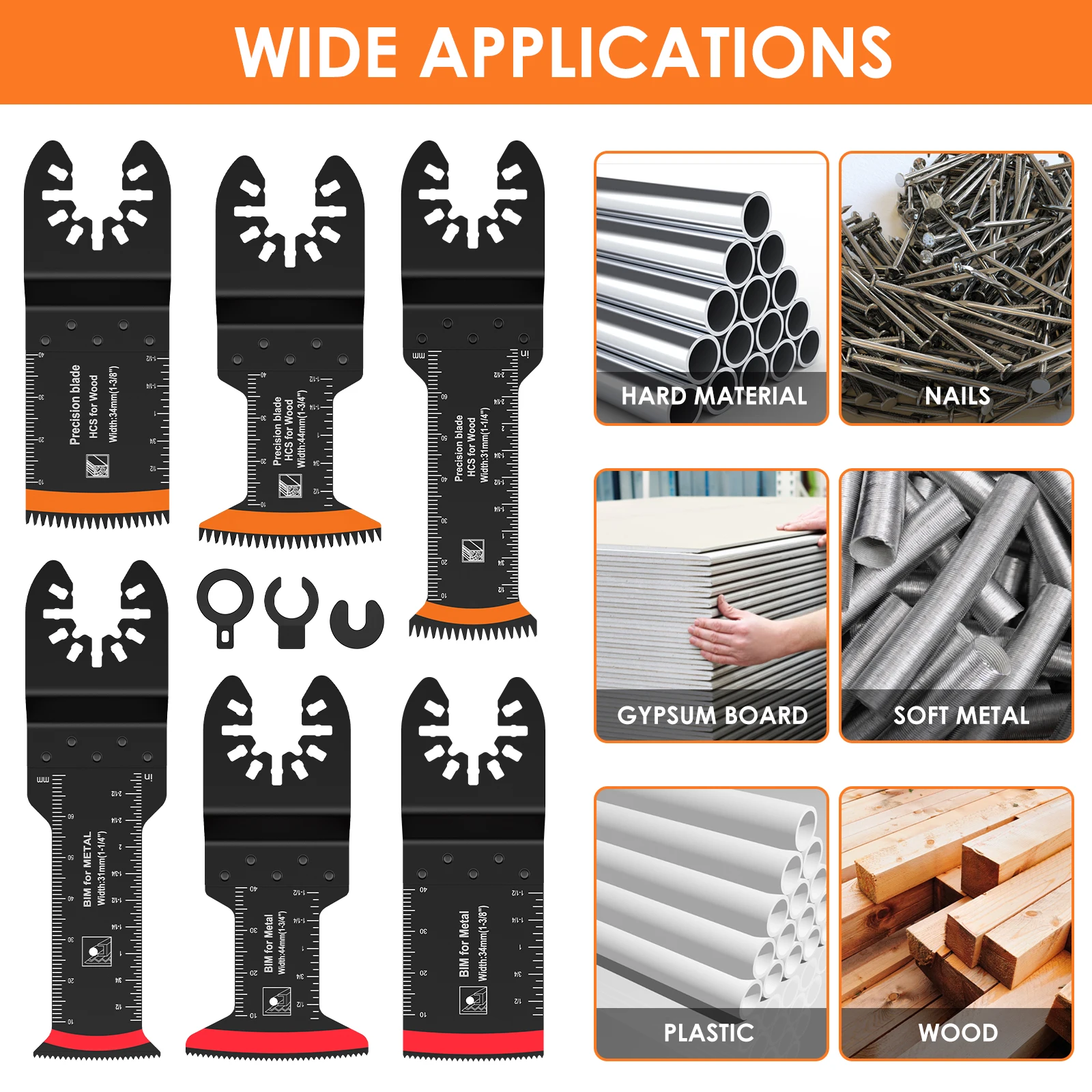 12 ชิ้น Arc Edge Oscillating Saw ใบมีดญี่ปุ่นฟันหลายเครื่องมือใบมีด Bi - Metal Oscillating ใบมีดสําหรับตัดไม้โลหะ