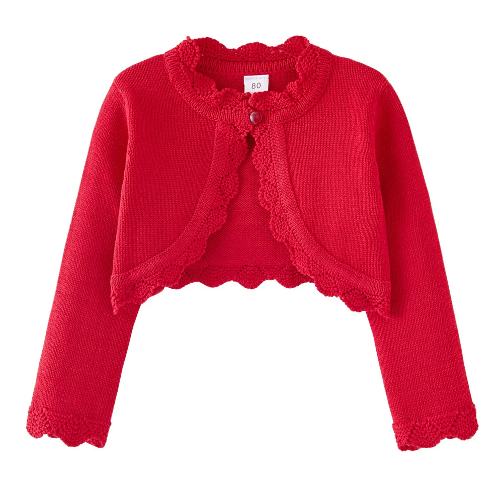 New Delivery Long Sleeve Knitwear Cardigan Sweater Young Girl Shawl 100%Cotton Spring Autumn Coat Solid Clothes 90-150 2-8y