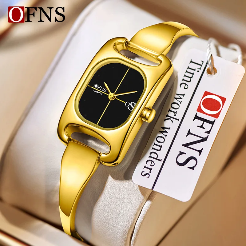 Fashion Ofns Minimalist Luxury Women's Quartz Watch Square Design With 3d Indexes Alloy Band Versatile For Daily And Commute Use