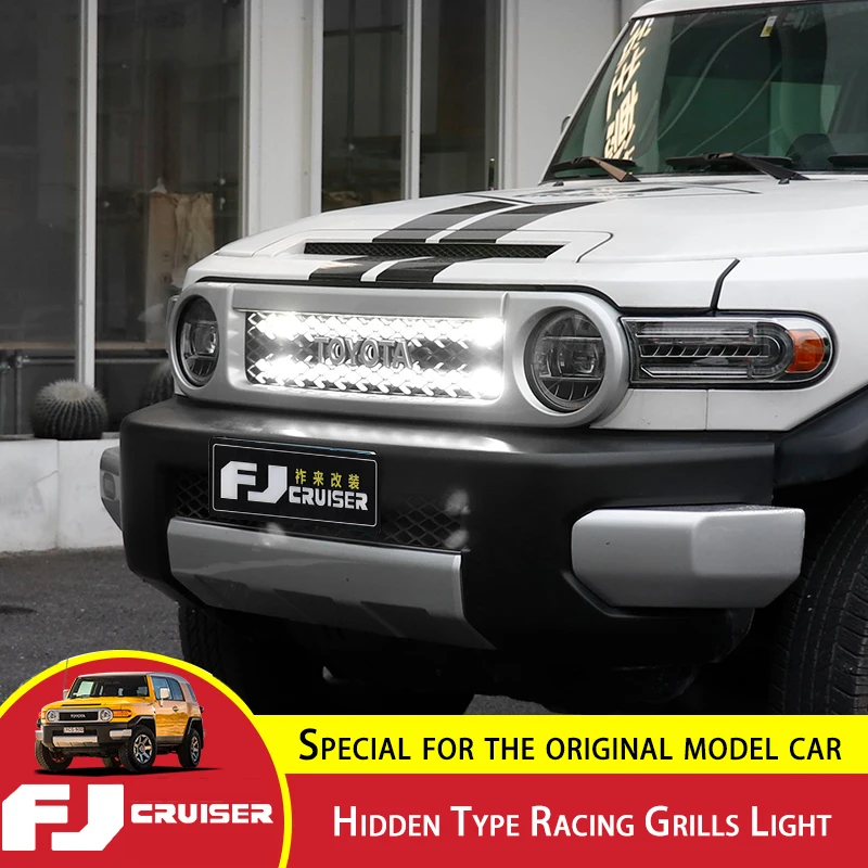 For Toyota FJ Cruiser Hidden Type Racing Grills Light Grid Decorative Lights FJ Cruiser Front Bumper Spotlight Modification