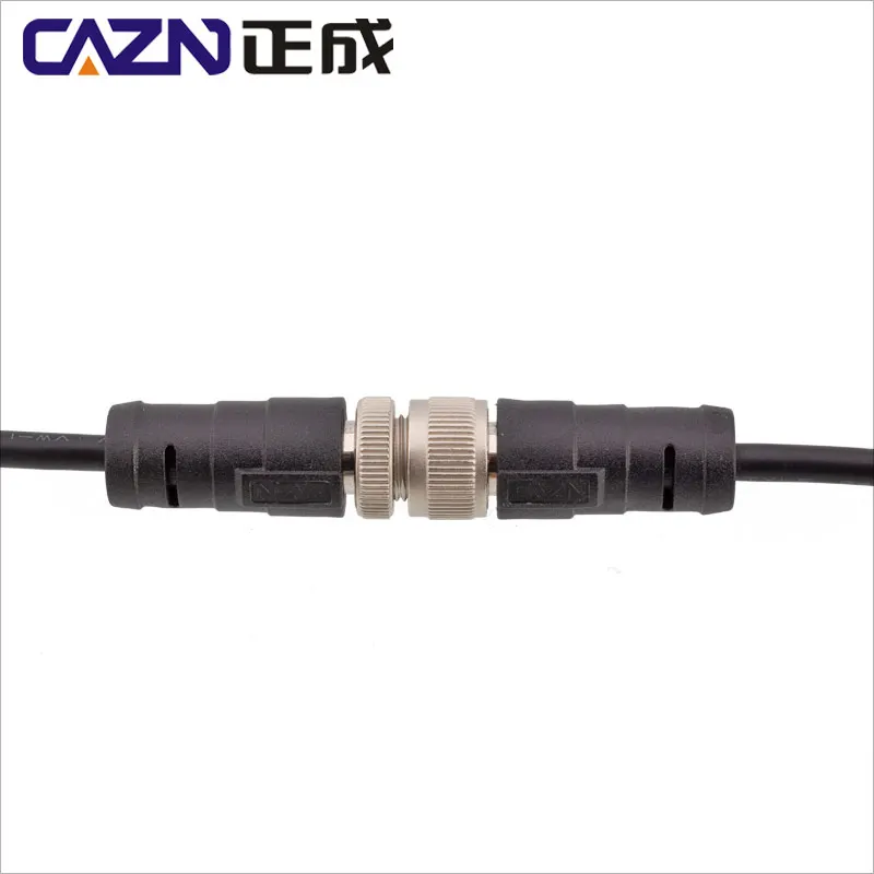 CAZN M12 Straight Angle Female Male Overmolded Plug With Damping 2 3 4 5 6 8 12 17 Pin With PUR/PVC 1 meter Un-shield Connector