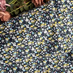 Tecido Popeline Azul Plantas Floral, 100% Algodão, Designer, Pano De Costura, Vestidos, Saia, Crianças, Feito À Mão, Impressão Digital, 145x50cm