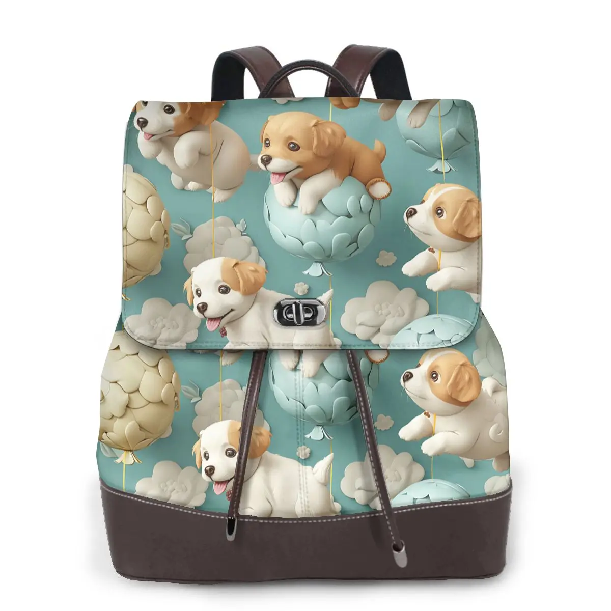 풍선 위의 강아지 3D 패턴 새로운 핫 여성용 배낭 디자이너 고품질 가죽 심플 패션 대용량 배낭