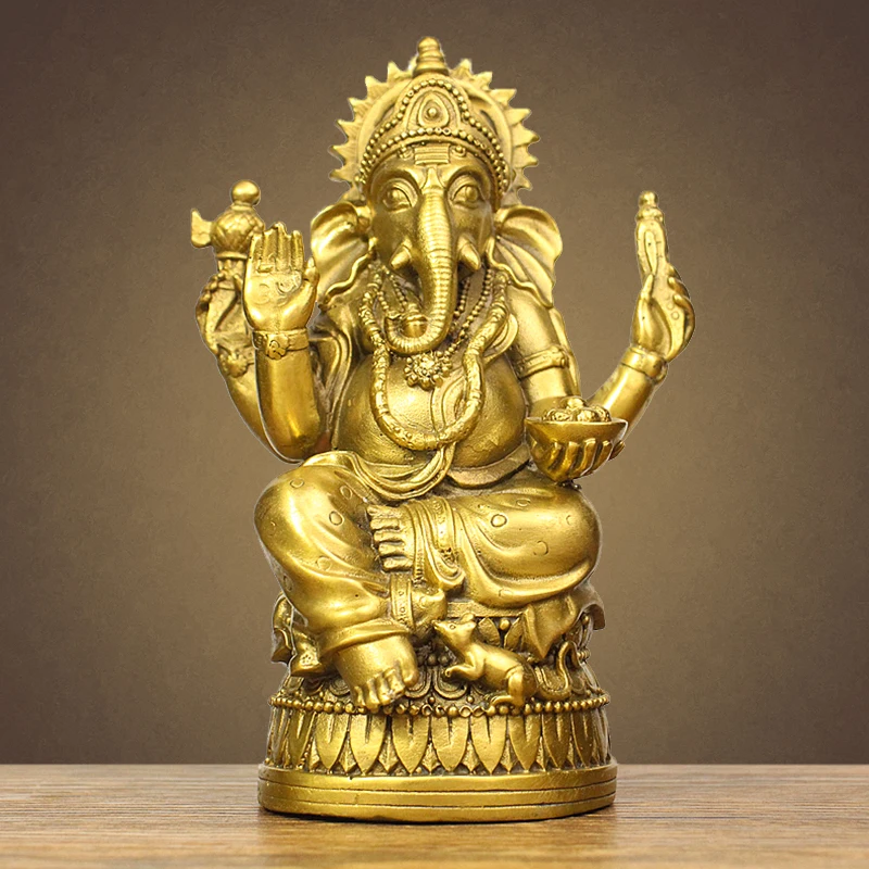 Wholesale Buddhist supply Thailand Japan India Asia copper buddha Elephant God of wealth CAI SHEN Ganesha statue